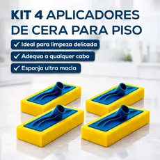 Kit 4 Esponja Aplicadora de Cera com Suporte para Cabo – Esponja para Passar Cera em Pisos e Tábuas