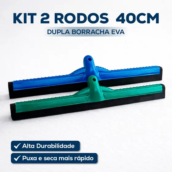 KIT 2 Rodo Medio 40CM Dupla Borracha EVA Puxa E Seca Sem cabo Eficiente Custo Beneficio