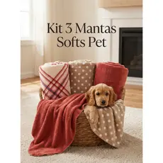 Kit 3 Mantas Soft Pet Microfibra 110x90cm Super Macias Quentes e Conforto Premium