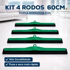 KIT 4 RODO GRANDE 60CM DUPLA BORRACHA EVA PUXA E SECA