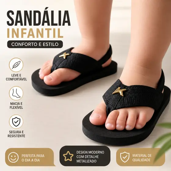 Chinelo Infantil Masculino Baby Menino Confortável Leve Macio com Elástico