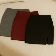 Saia Canelada Tubinho com Fenda Lateral Diversas Cores