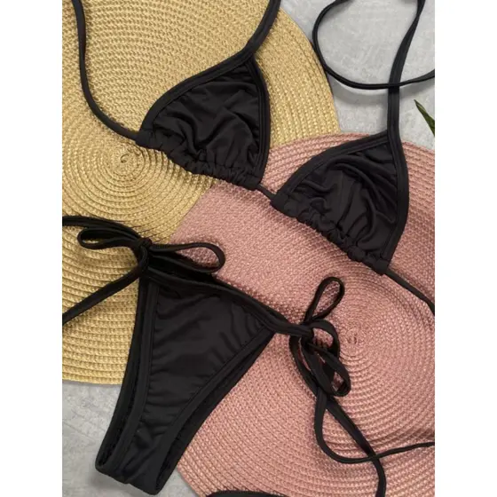 BiquinI de Amarrar Cortininha Praia Forrado Sem Bojo