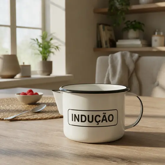 Caneca Leiteira Esmaltada Agata N°12- 1000ml - Original - Compatibilidade: Fogão a gás, lenha, elétrico e indução - Liso