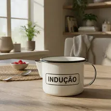 Caneca Leiteira Esmaltada Agata N°12- 1000ml - Original - Compatibilidade: Fogão a gás, lenha, elétrico e indução - Liso