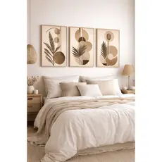 Quadros Decorativos Folhagem Abstrato Clean Bege Boho
