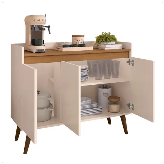 *Aparador Buffet Carrefour Cantinho Café Sala Jantar Cozinha 3 Portas Organizador Prático Prateleira