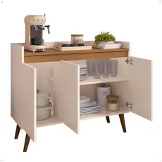 *Aparador Buffet Carrefour Cantinho Café Sala Jantar Cozinha 3 Portas Organizador Prático Prateleira