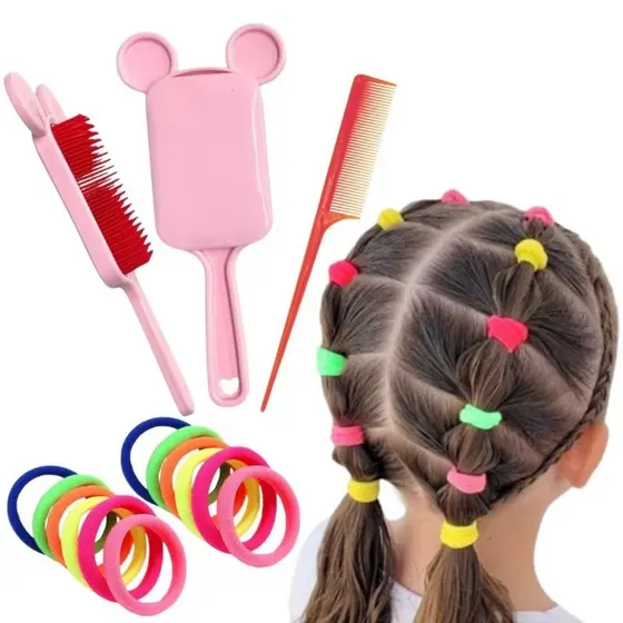 Kit Penteado Infantil 12 Xuxinhas | Escova Raquete | Pente Fino