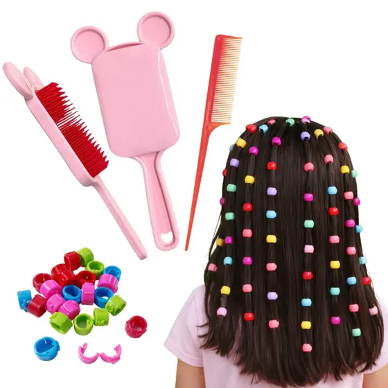 Kit Penteado Infantil 20 Apliques Tererês | Escova Raquete | Pente Fino