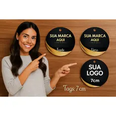 Tag Redonda 7x7cm Personalizada Frente e Verso Alta Qualidade para Lembrancinhas Brindes e Produtos