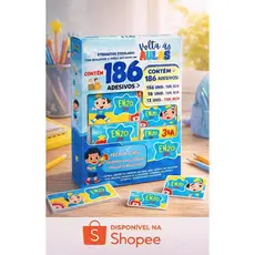 SUPER KIT Etiqueta Escolar PAPEL COUCHÊ ADESIVO 186 unid. | 100+ Temas Exclusivos!