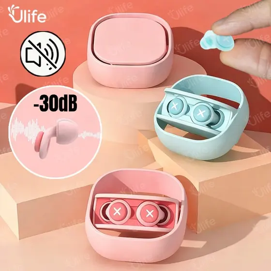 Tampões Auriculares De Silicone Isolamento Acústico Redução De Ruído Com Esponja Macia Protetor Auricular-UF