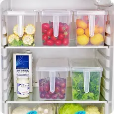 Organizador de Geladeira Despensa de Alimentos Caixas Empilháveis Com Alça de Plástico Transparente