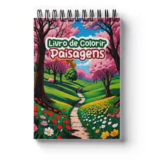 Livro de Colorir Paisagens Capa Dura 50 Desenhos Acomapanha Acetato de Proteção