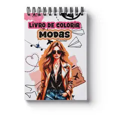 Livro de Colorir Modas 50 Desenhos Capa Dura Exclusivo Acompanha Acetato para Proteção