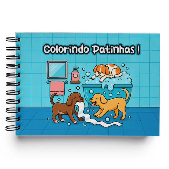 Livro de Colorir Dogs Colorindo Patinhas Capa Duro Acompanha Acetato Proteção Para Adultos e Crianças