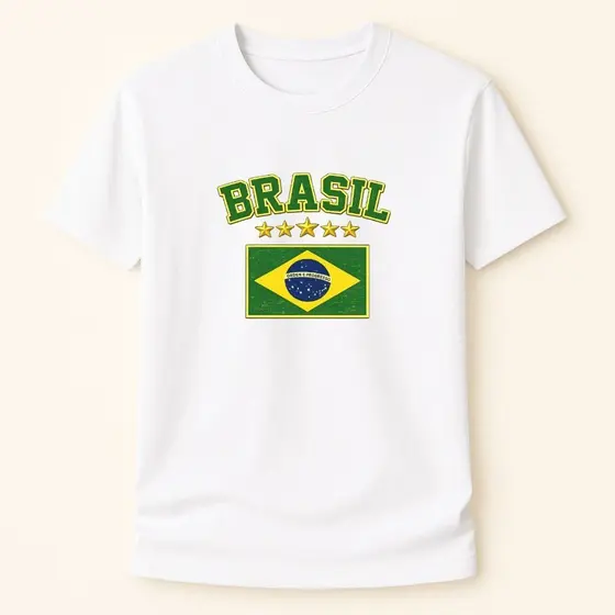 Camiseta Copa Brasil Blusa Feminina e Masculina Copa do Mundo Estampa Personalizada 2026 Blusa Camisa Estampada