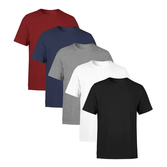 Kit 5 Camisetas  Masculina Lisa 100% Algodão R Distribuidora
