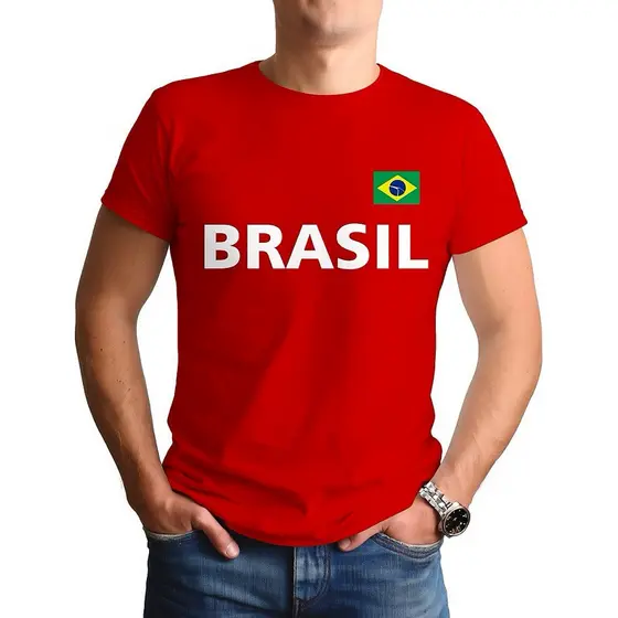 Camiseta Brasil Unissex  algodão só frente Blusa Camisa Estampada