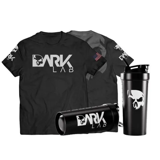 Kit Camiseta Caveira Dry-Fit + Coqueteleira Fuse 700ml Preta Dark Lab