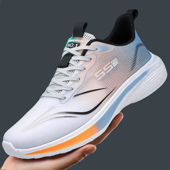 Calçados esportivos masculinos malha de seda gelo tênis de corrida absorção de choque sapatos masculinos de EVA