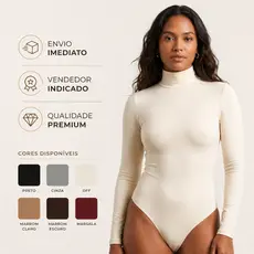 Body Gola Alta Feminino Manga Longa em Suplex Premium | Modelo Cacharrel, Segunda Pele Inverno