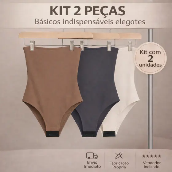 Kit 2 Body Tomara Que Caia Malha Suplex Busto Forrado Tamanhos Básico Confortável Tendência