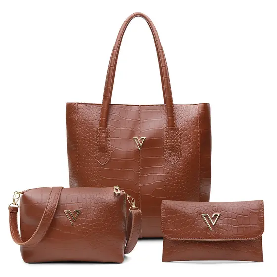 Kit 2 Bolsas Feminina Vittal Monique Sacola Transversal de Ombro Tiracolo + Carteira
