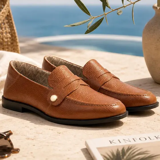 Mocassim Mara Feminino Vittal Couro Legítimo Duas Fivelas Confortável Espuma Calcanhar Elegante