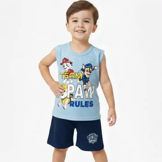Conjunto Infantil Menino Mauricinho Patrulha Canina Camiseta e Bermuda
