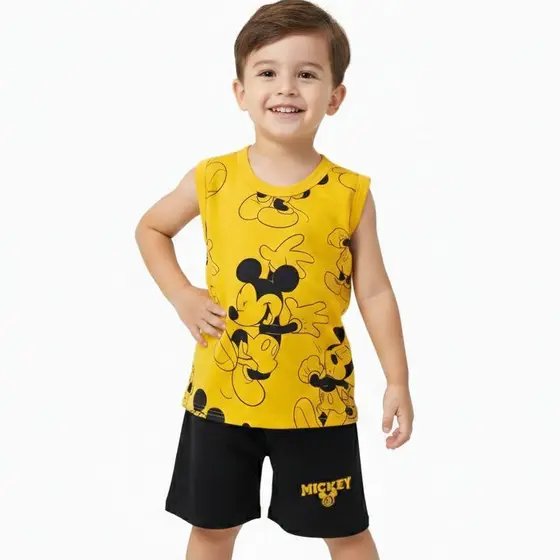 Roupa Mickey festa infantil menino conjunto Camisa + Bermuda