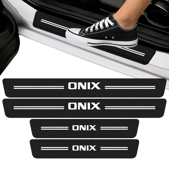 Kit Soleira de Porta Para Onix Fibra de Carbono Protetora