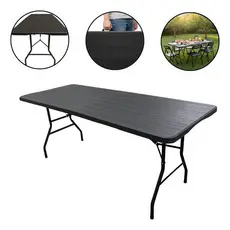 Mesa Camping Dobrável Portátil Vira Maleta 1,80x0,73m Estampa Madeira Churrasco Piquenique