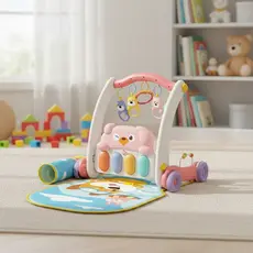 Andador Empurrador Infantil 2x1 Tapete Piano Musical