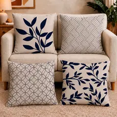 Kit 4 Capas de Almofadas 45x45 Decorativas Sala Sofá Harmonia Azul