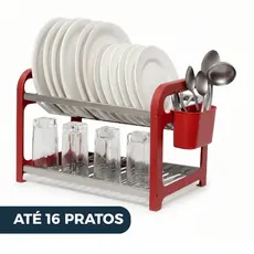 Escorredor de Louça 16 Pratos em aço Inox com Porta Talheres Pia Cozinha Organizador Cozinhade pia.