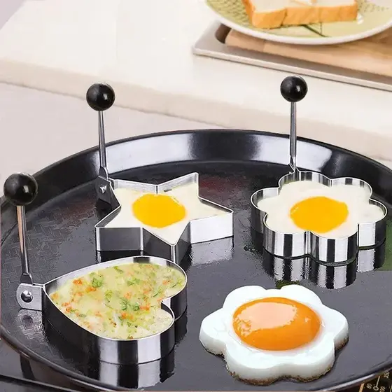 Forma Aço Inox Molde Fritar Ovos Omelete Tapioca Hamburguer, Coração,  Flor, Estrela, Redondo