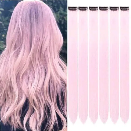 Mechas Rosa Bebe tic tac de fibra orgânica possui 70 cm de comprimento suporta chapinha e babyliss