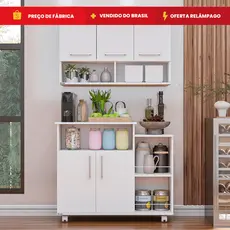 Cozinha Compacta 2 peças Armário Parede e Balcão Microondas Multiuso Móveis Bonatto