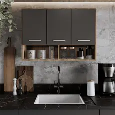 Armário Organizador Aéreo 3 Portas Cozinha Lavanderia Bonatto Com Nicho Multiuso