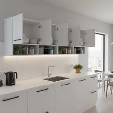 Conjunto 2 Armários Aereo 3 Portas Com Nicho Cozinha Modular Multiuso Compacto