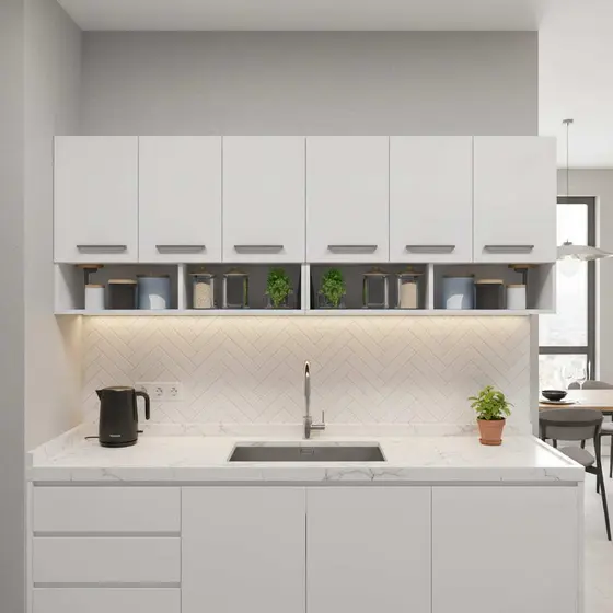 Kit Cozinha Modular Compacta 2 Armários Parede 3 Portas Móveis Bonatto