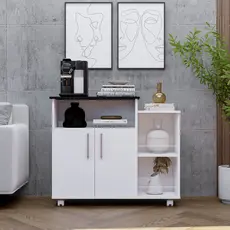 Balcão Cozinha Fruteira com Suporte Microondas 2 Portas Multiuso Organizador