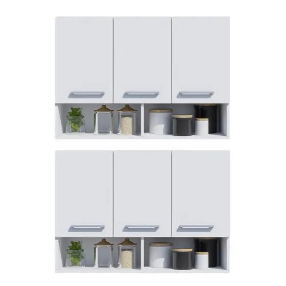 2 Armários para Cozinha Multiuso 3 Portas cada Módulo Aéreo - Móveis Bonatto