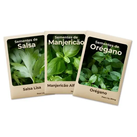 Semente Manjericão-Salsa-Orégano Ideal Para Horta Cultivo Fácil e Produtivo -Combo 3 Pct