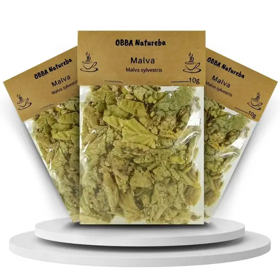 Chá MALVA FOLHAS 100% Natural Infusão Pura de Qualidade Tradicional Selecionada – Combo com 3 Pacotes