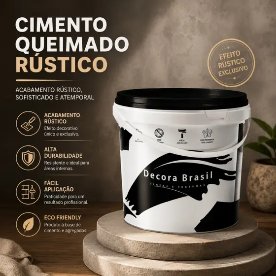 Massa Efeito Cimento Queimado Cores RENDE MAIS Texturizado Rústico Acabamento Fosco 1kg e 5kg