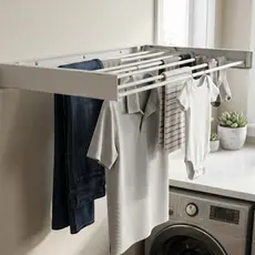 Varal Mágico Embutir Retrátil 80cm Solução Inteligente para sua Lavanderia Cabideiro Aço Branco