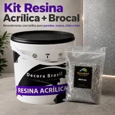Kit Resina Acrílica + Brocal Revestimento com Brilho para Paredes Muros Chão E Teto